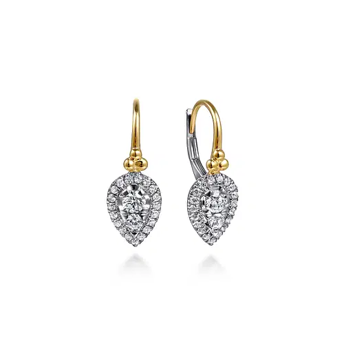 14KYW .72CTW DIA PEAR SHAPE DROP EARR