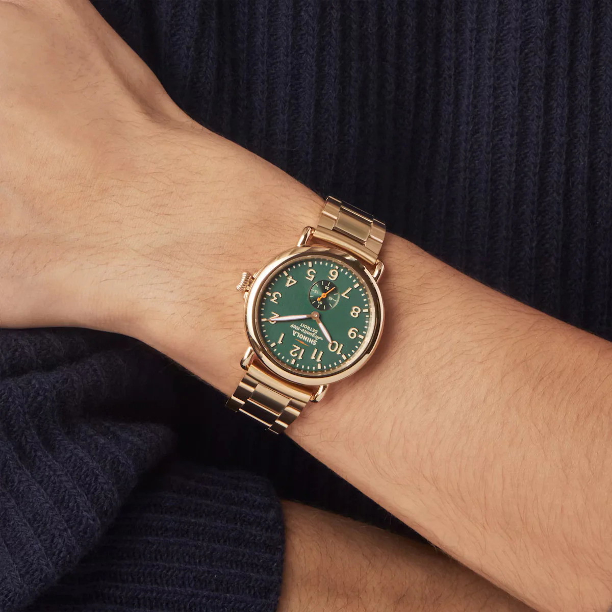 SHINOLA RUNWELL 41MM GOLD PLATED GREEN DIAL
