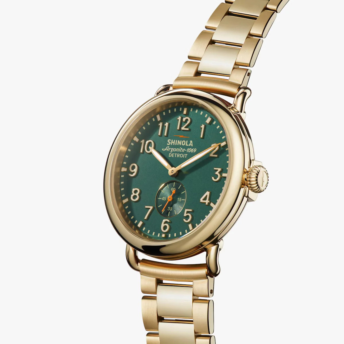 SHINOLA RUNWELL 41MM GOLD PLATED GREEN DIAL