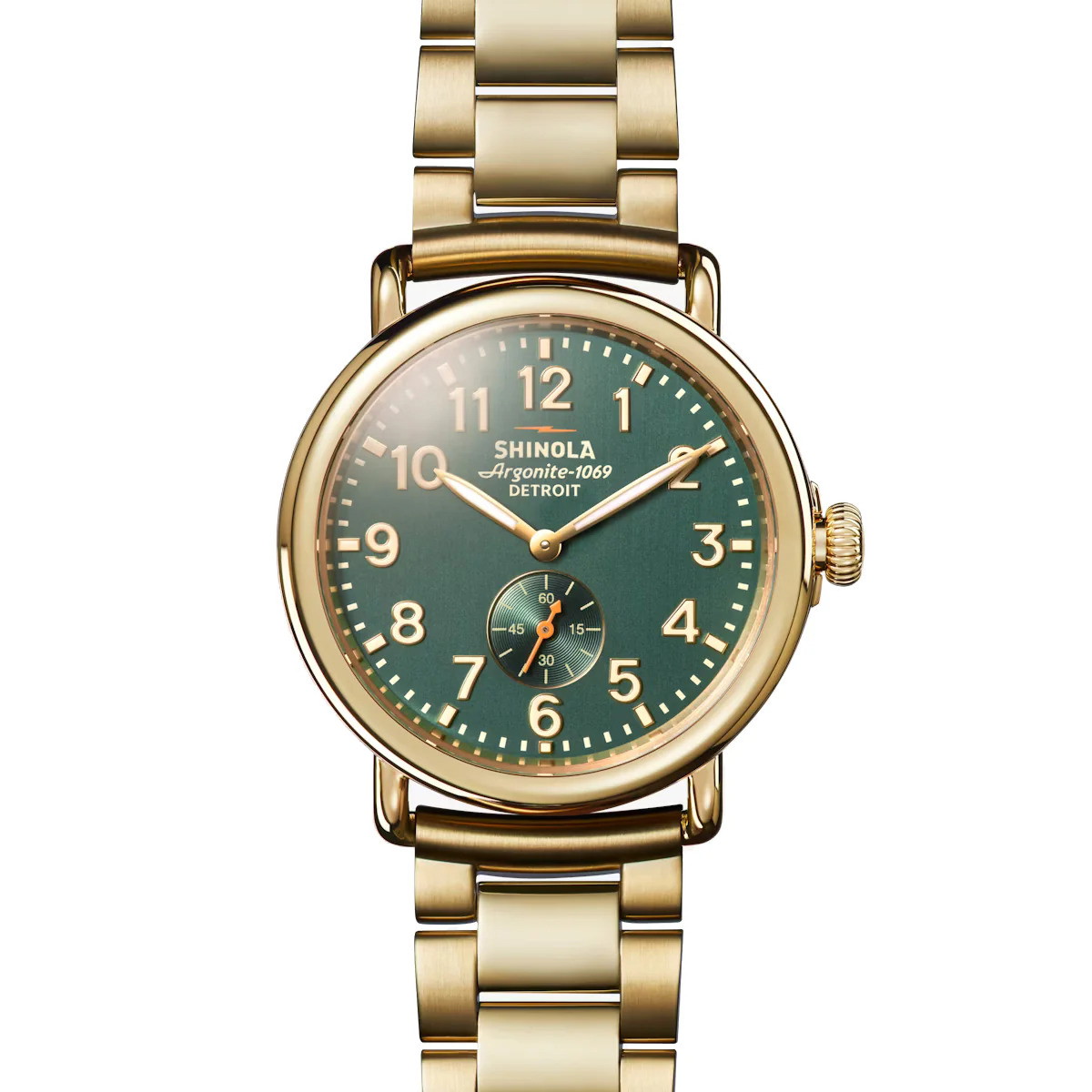 SHINOLA RUNWELL 41MM GOLD PLATED GREEN DIAL
