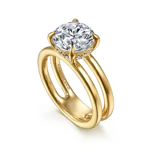 14KY .10CTW DIA HIDDEN HALO OPEN SHANK SEMI CZ CTR SZ 6.5