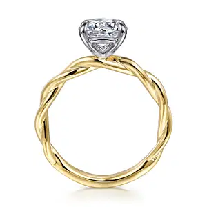 14KYW TWIST BAND SOL RING - 3.41 RND CZ CTR