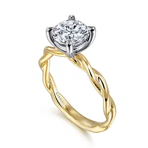 14KYW TWIST BAND SOL RING - 3.41 RND CZ CTR