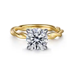 14KYW TWIST BAND SOL RING - 3.41 RND CZ CTR
