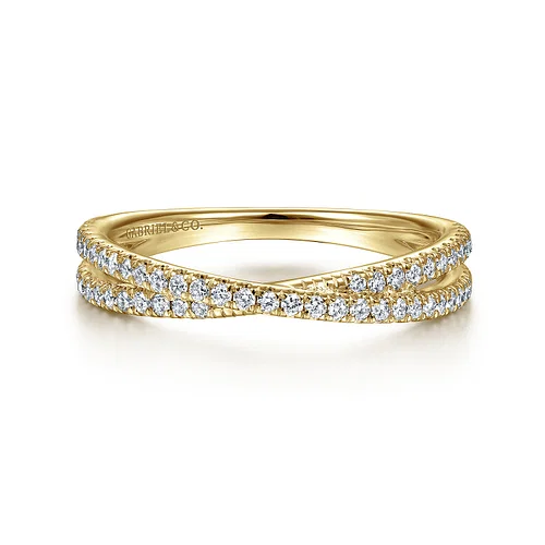 14KY .28CTW DIA CRISS CROSS STACKABLE FASHION RING SZ 6.5