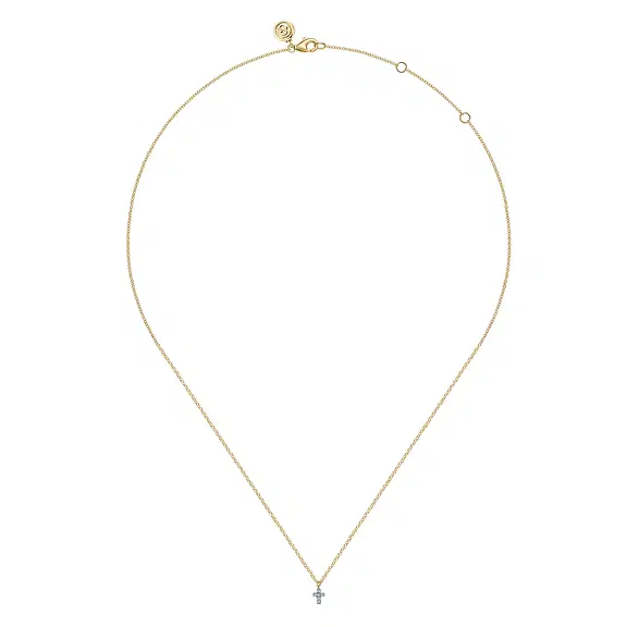 14KYW .03CTW DIA MICRO CROSS PENDANT NECKLACE