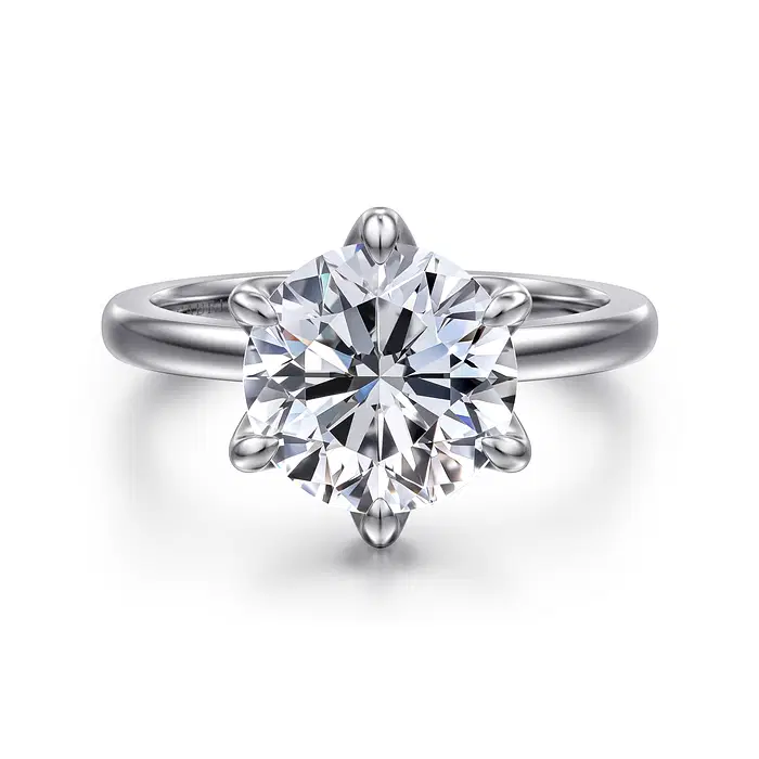 14KW 6 PRONG LOTUS SOLITARE ENG RING CZ CTR