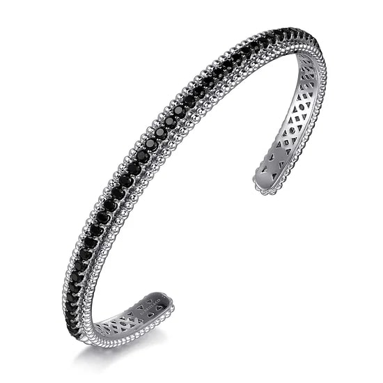 Gabriel & Co. Sterling Silver Black Spinel Bangle Cuff Bracelet