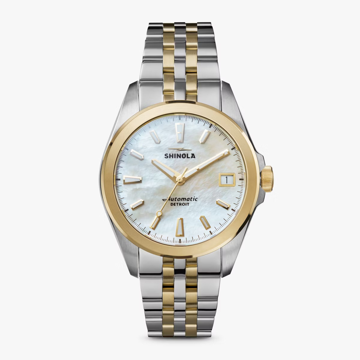 Shinola 36mm Monster Circadian Watch - MOP Dial, Two-Tone Bracelet
