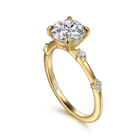 Gabriel & Co. 14K Yellow Gold Diamond Accent Knife Edge Solitaire Ring