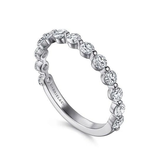 Gabriel & Co. 14K White Gold Round Diamond Single Prong Anniversary Band