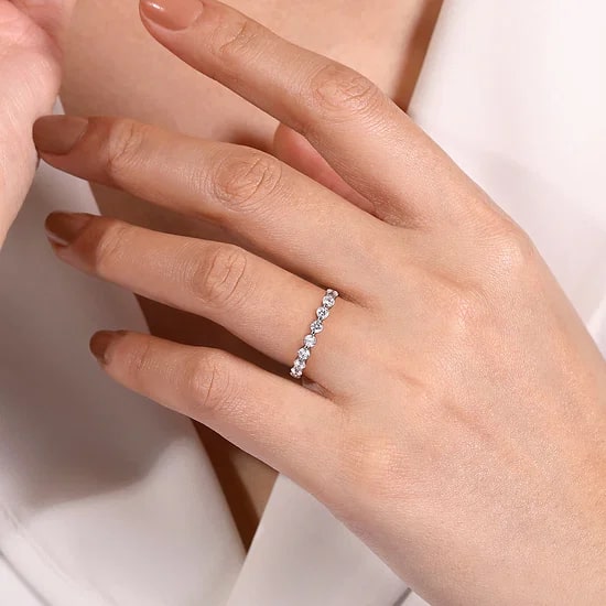 Gabriel & Co. 14K White Gold Round Diamond Single Prong Anniversary Band