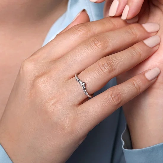 Gabriel & Co. 14K White Gold Diamond V-Shaped Anniversary Band