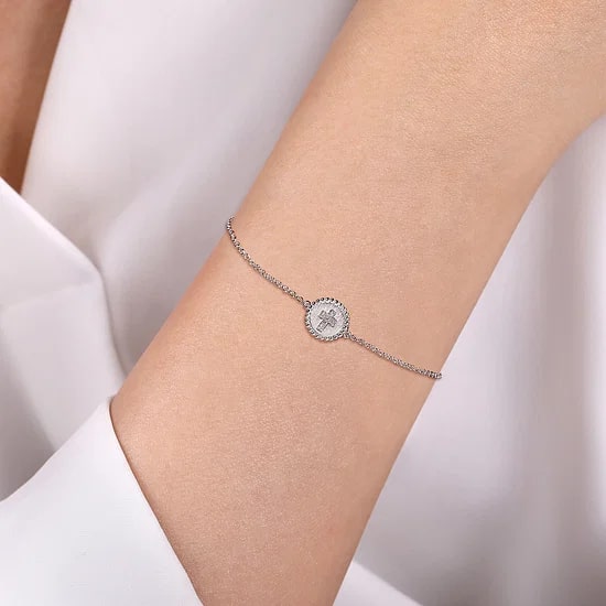 Gabriel & Co. Sterling Silver Diamond Pave Cross Bracelet