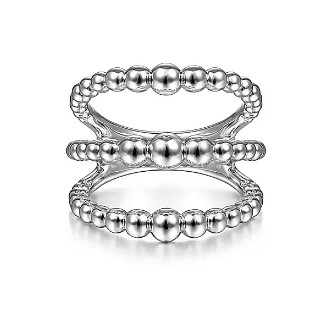 Gabriel & Co. Sterling Silver 3 Row Open Graduated Bead Ring