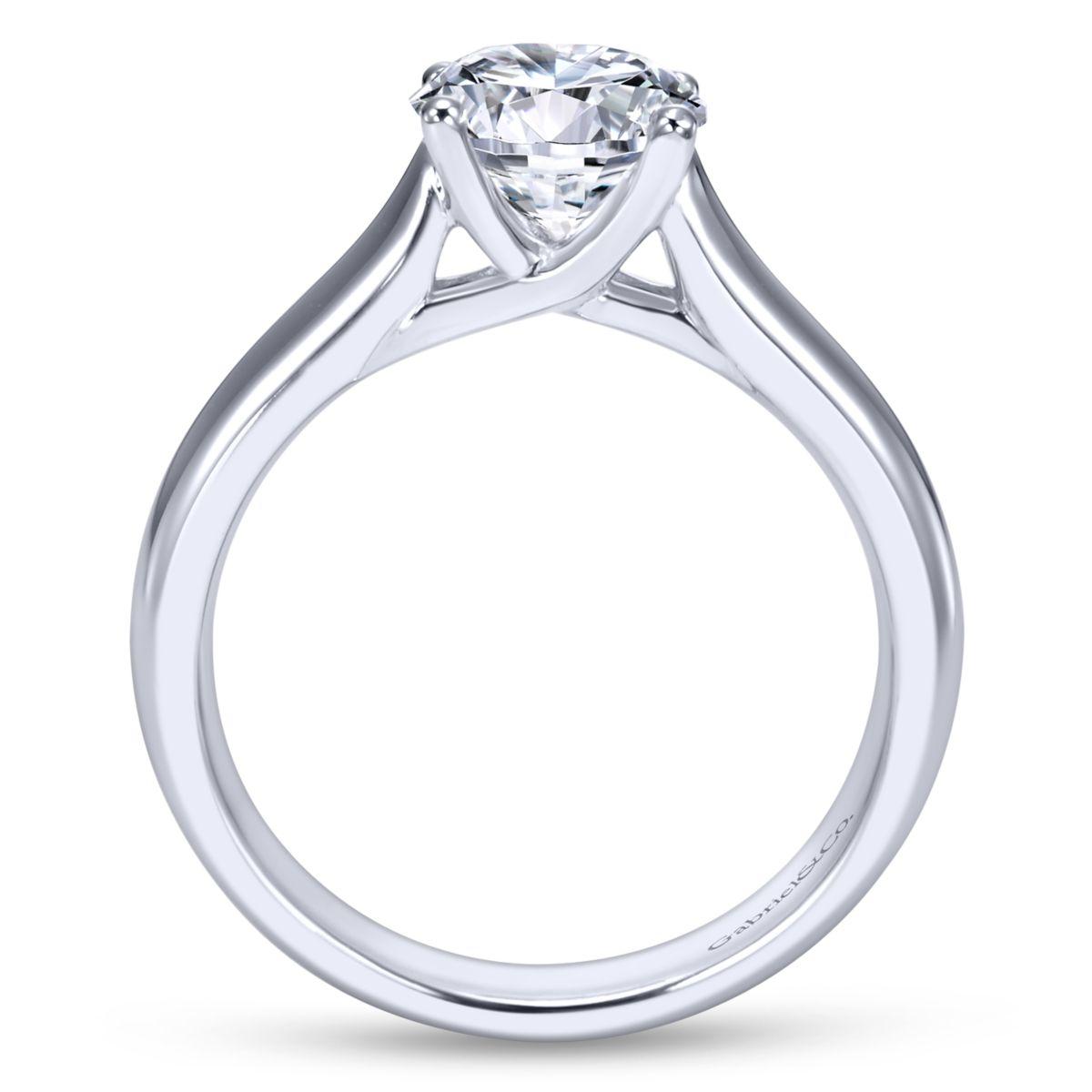 Gabriel & Co. 14K White Gold Trellis Solitaire Semi-Mount Ring (2ct CZ Center)