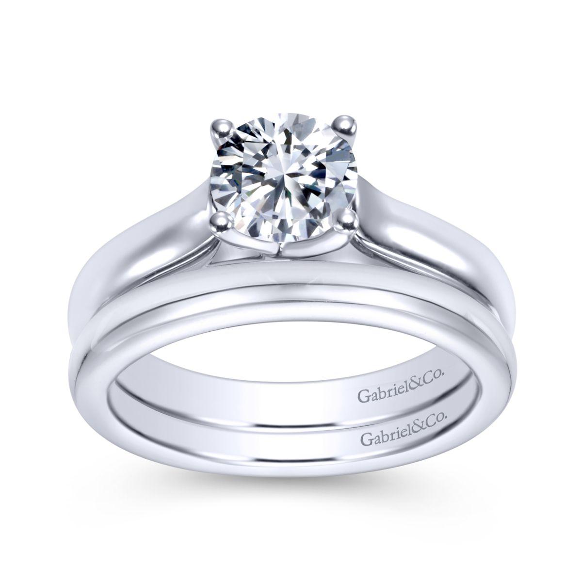 Gabriel & Co. 14K White Gold Trellis Solitaire Semi-Mount Ring (2ct CZ Center)