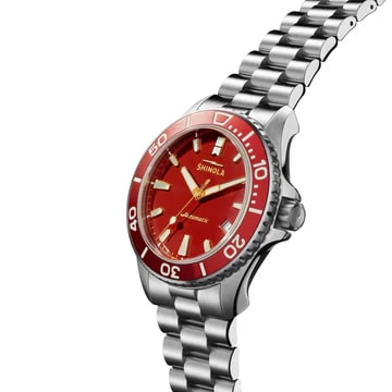 Shinola 43mm Monster Watch - Lava Lake Red Dial, Titanium Bracelet