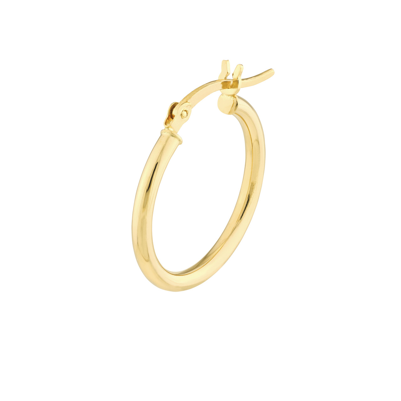 14K Yellow Gold Small Round Tube Hoop Earrings (2x20mm)