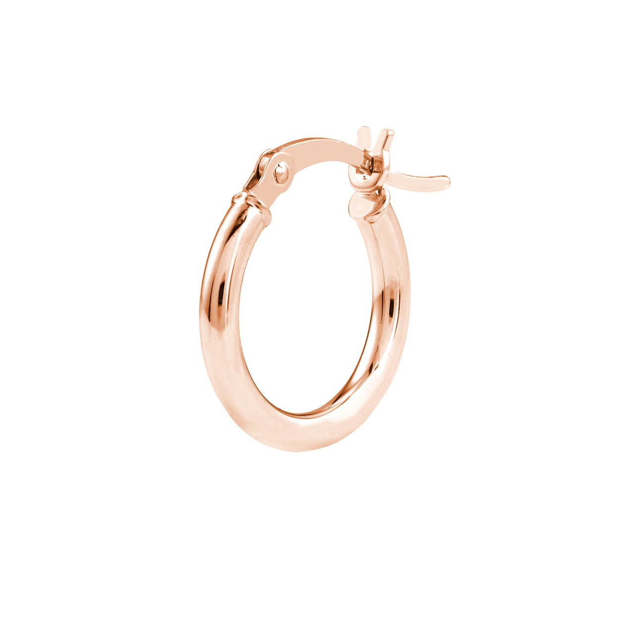 14K Rose Gold Small Round Tube Hoop Earrings (2x15mm)