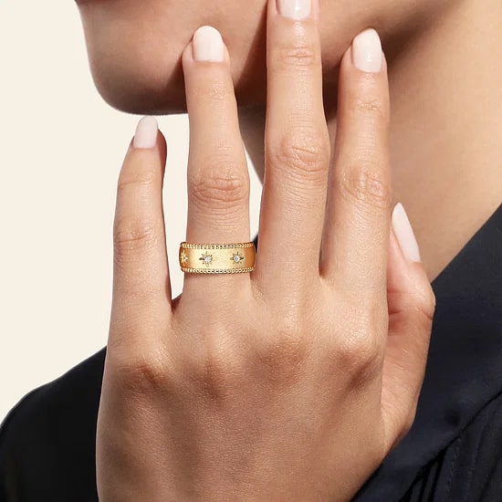 Gabriel & Co. 14K Yellow Gold Diamond North Star Wide Satin Ring