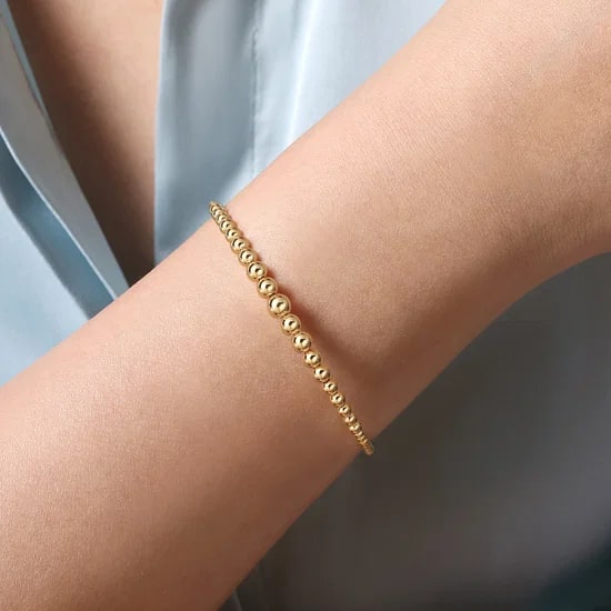 Gabriel & Co. 14K Yellow Gold Graduated Bead Bangle Bracelet