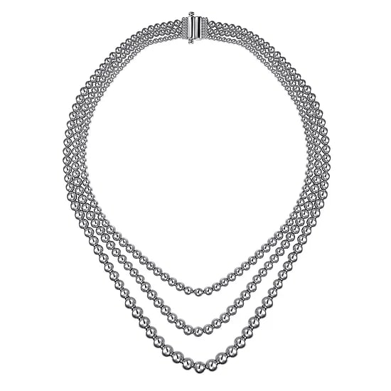 Gabriel & Co. Sterling Silver 3-Layer Beaded Necklace (16")