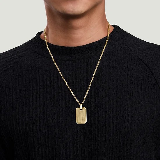 Gabriel & Co. 14K Yellow Gold Medium Satin Dog Tag Pendant
