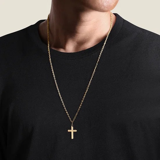 Gabriel & Co. 14K Yellow Gold Small Satin Cross Pendant