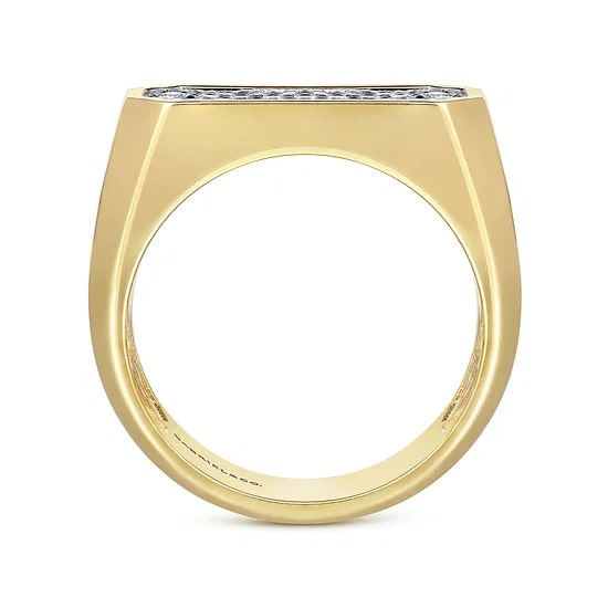 Gabriel & Co. 14K Yellow Gold Diamond Rectangle Pave Satin Men's Ring