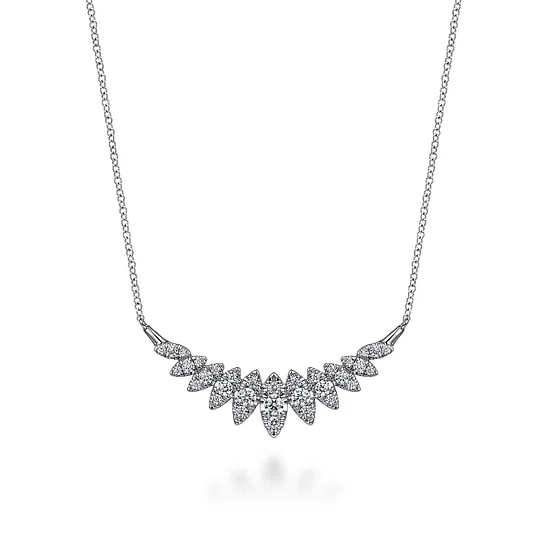 Gabriel & Co. 14K White Gold Diamond Graduated Marquise Smile Pendant Necklace (17.5" Adj.)