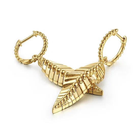 Gabriel & Co. 14K Yellow Gold Drop Leaf Huggie Earrings (10mm)