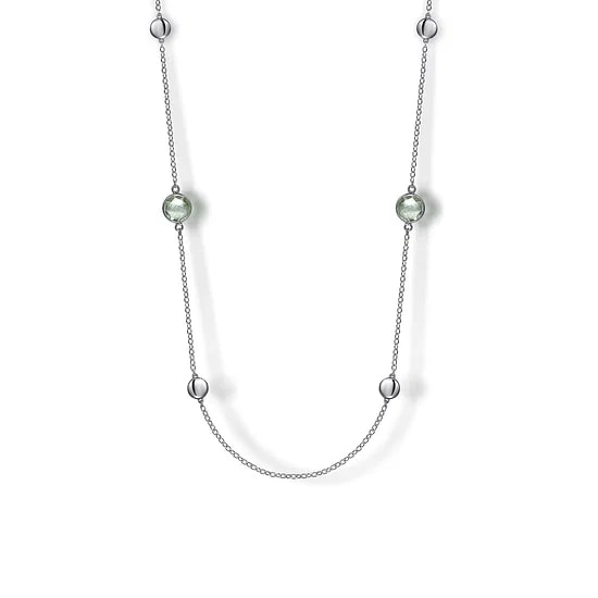 Gabriel & Co. Sterling Silver Green Amethyst Station Necklace (32")