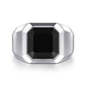 Gabriel & Co. Sterling Silver Black Onyx Signet Ring - Size 10