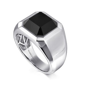 Gabriel & Co. Sterling Silver Black Onyx Signet Ring - Size 10