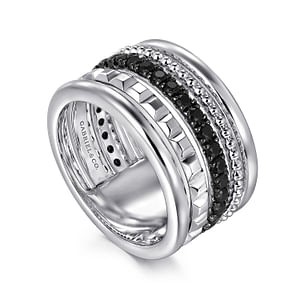 Gabriel & Co. Sterling Silver Black Spinel 5 Row Multi Ring - Size 6.5