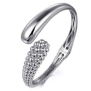 Gabriel & Co. Sterling Silver Beaded Bypass Hinged Cuff Bangle Bracelet