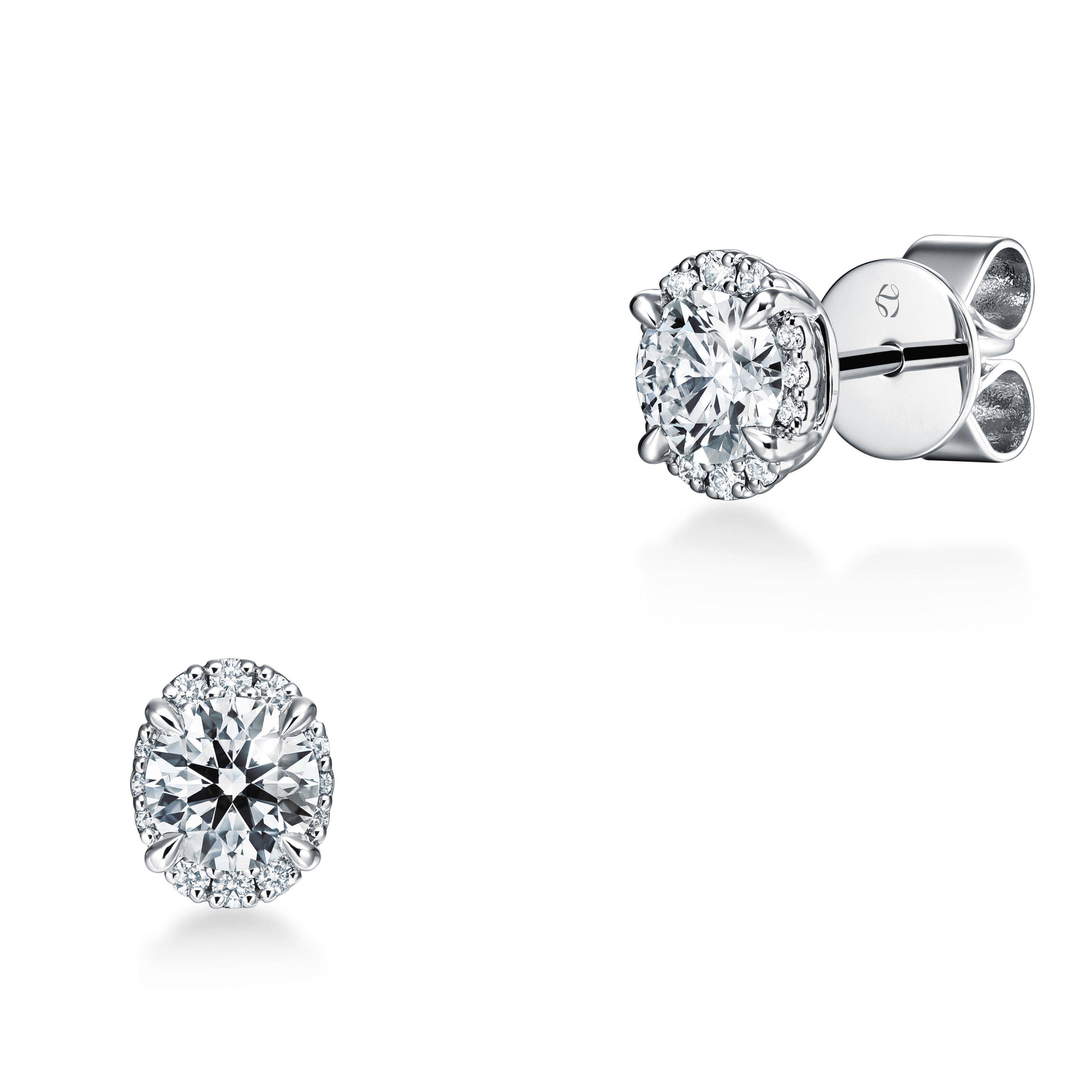 Hearts on Fire 1.75ctw Diamond Ellipse Graduated Halo Leverback Earrings in 18K White Gold