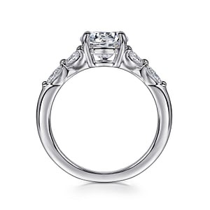 Gabriel & Co. 14K White Gold Diamond Marquise Floral Motif Ring (CZ Center)