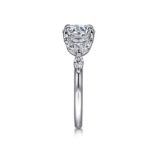 Gabriel & Co. 14K White Gold Diamond Marquise Floral Motif Ring (CZ Center)