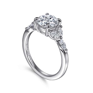 Gabriel & Co. 14K White Gold Diamond Marquise Floral Motif Ring (CZ Center)