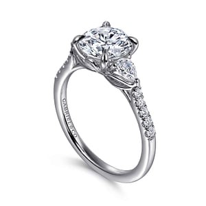 Gabriel & Co. 14K White Gold Diamond Pear Lotus Pave Ring (CZ Center)