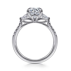 Gabriel & Co. 14K White Gold Diamond Pear Lotus Pave Ring (CZ Center)