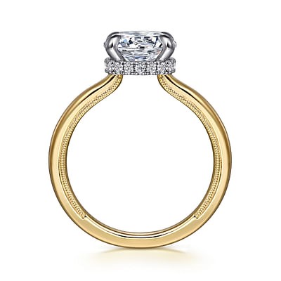 Gabriel & Co. 14K Yellow Gold Diamond Hidden Halo Solitaire Ring (CZ Center)