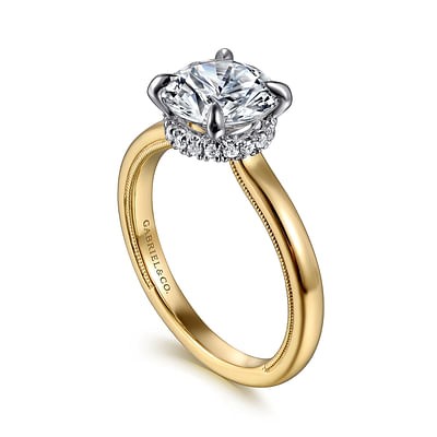 Gabriel & Co. 14K Yellow Gold Diamond Hidden Halo Solitaire Ring (CZ Center)