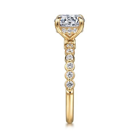 Gabriel & Co. 14K Yellow Gold Diamond Hidden Halo Shared Prong Ring (CZ Center)
