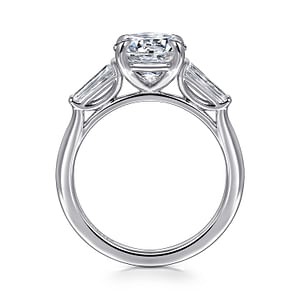 Gabriel & Co. 14K White Gold Diamond Tapered Baguette 3-Stone Ring (CZ Center)