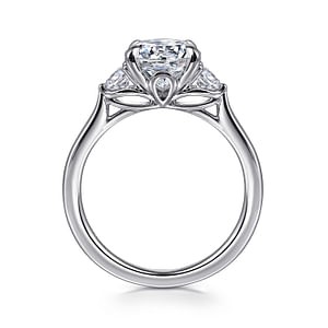 Gabriel & Co. 14K White Gold Diamond Round Lotus 3-Stone Ring (CZ Center)