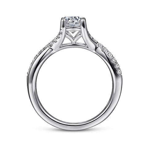 Gabriel & Co. 14K White Gold Diamond Cathedral Twist 4-Prong Ring (CZ Center)