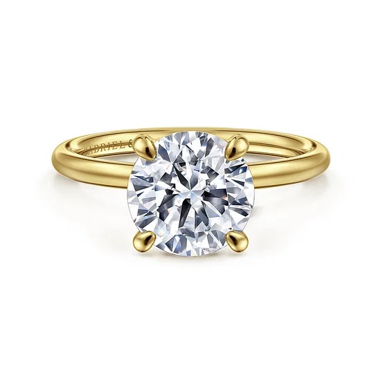 Gabriel & Co. 14K Yellow Gold Round Solitaire Semi-Mount Ring (CZ Center)
